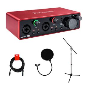 Focusrite Scarlett 2i2 USB Audio Interface (3rd Gen) with Mic Stand, Pop Filter & XLR-XLR Cable Bundle