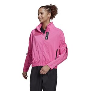 adidas women's tech track top pb, screaming pink, small