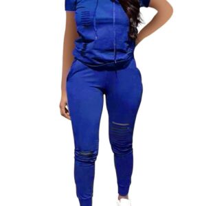 TOP-VIGOR Womens 2 Piece Outfits, Casual Sports Short Sleeve Sweatshirt and Jogging Sweatpants Suit