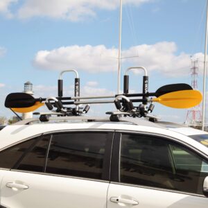 Kayak/Surf/Ski Roof Carrier Rack of J-Style Folding Universal Field & Stream 4-in-1 Multifunction for Canoe, SUP, Kayaks, Surfboard and Ski Board Rooftop Mount on SUV, Car and Truck