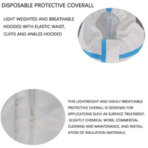 Protective Overalls Disposable Coveralls for Full Protection with Reinforced Isolation Seam Elastic Cuff and Hood (XL)