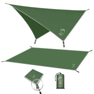 grassman tent footprint, camping tarp lightweight waterproof with carrying bag, tent tarp hiking ultralight hammock rain tarp green m