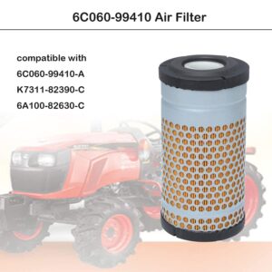 6C060-99410 Air Filter for compatible with Kubota 6C060-99410-A, K7311-82390-C, 6A100-82630-C Replace Model B1410, B1610, B2710 with 32721-58242 Inner Filter