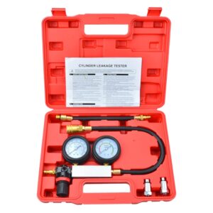 prokomon cylinder leak down tester,gasoline engine cylinder dual gauge leakdown compression tester kit with 10 12 14mm spark plugs on car truck motorcycle