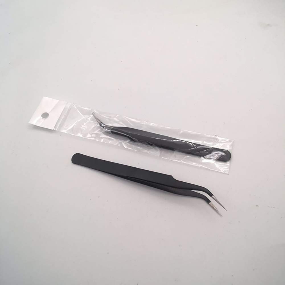 4 Pieces Stainless Steel Anti-Static Tweezers Set for Eyelash Extension Straight and Curved Pointed Tweezers