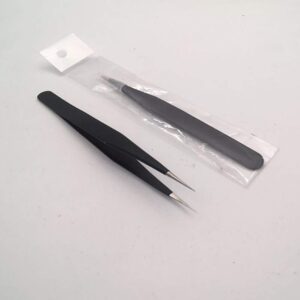 4 Pieces Stainless Steel Anti-Static Tweezers Set for Eyelash Extension Straight and Curved Pointed Tweezers