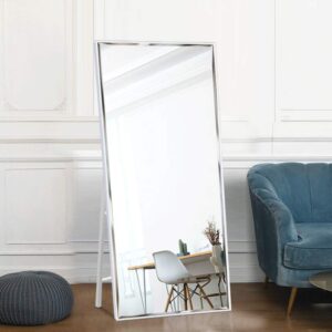 Full Length Mirror 65"x23.6" Standing or Wall Hanging, Vertical White Frame HD Rectangle Full Body Tall Big Floor Stand up or Wall Mounted Mirror