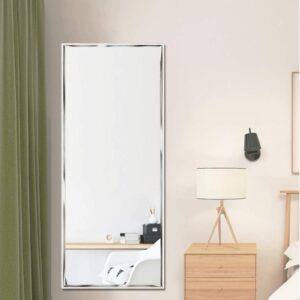 Full Length Mirror 65"x23.6" Standing or Wall Hanging, Vertical White Frame HD Rectangle Full Body Tall Big Floor Stand up or Wall Mounted Mirror