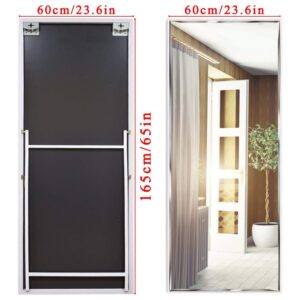 Full Length Mirror 65"x23.6" Standing or Wall Hanging, Vertical White Frame HD Rectangle Full Body Tall Big Floor Stand up or Wall Mounted Mirror