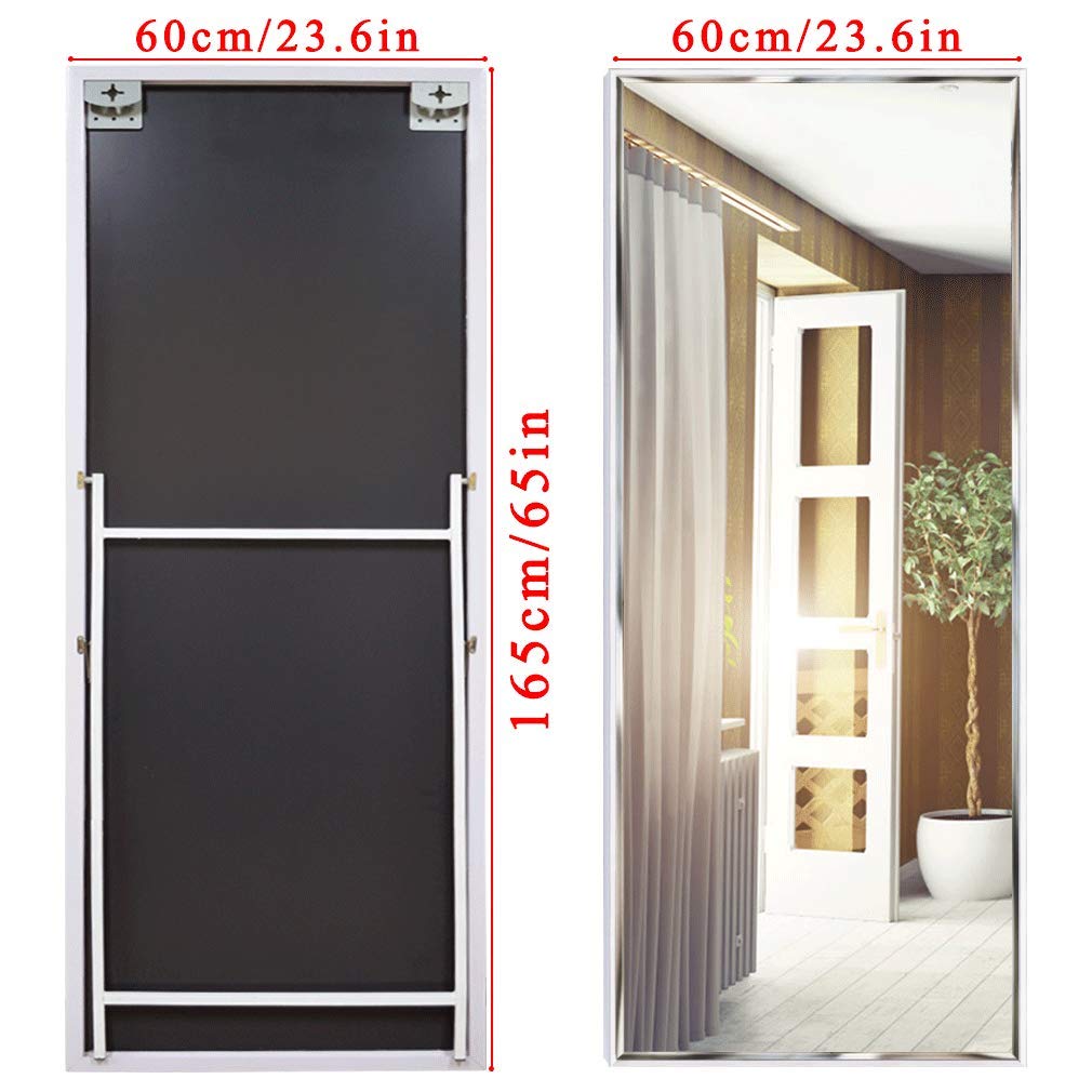 Full Length Mirror 65"x23.6" Standing or Wall Hanging, Vertical White Frame HD Rectangle Full Body Tall Big Floor Stand up or Wall Mounted Mirror