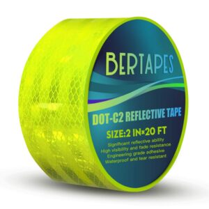 bertapes yellow reflective tape,dot-c2 outdoor safety tape,high viscosity, waterproof, fade resistant,durable,reflector conspicuity,weather and moisture resistant,2 in × 20 ft