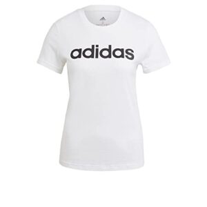 adidas womens Linear T-Shirt White/Black Medium