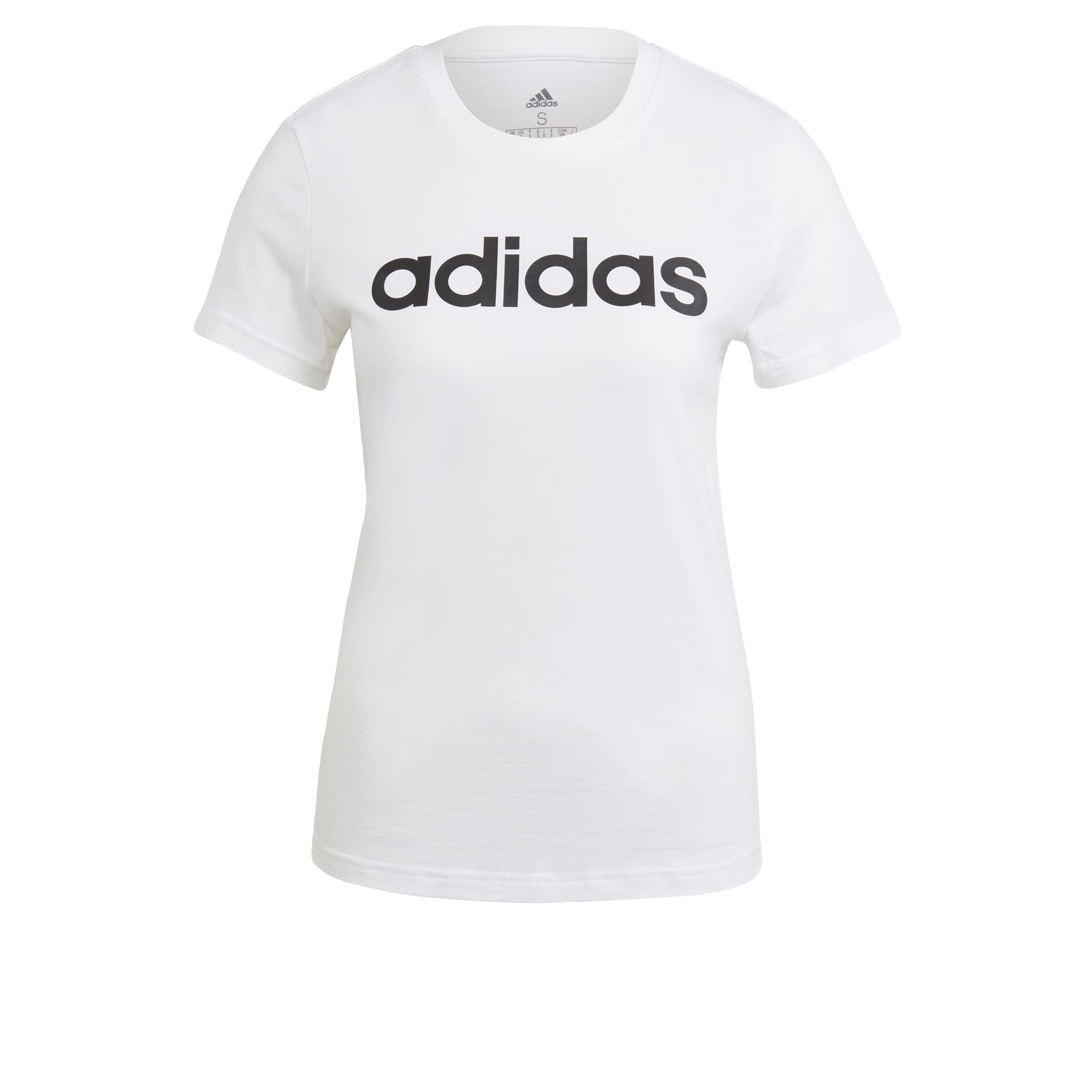 adidas womens Linear T-Shirt White/Black Medium