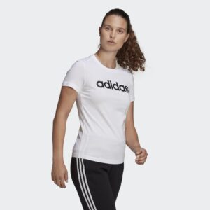 adidas womens Linear T-Shirt White/Black Medium