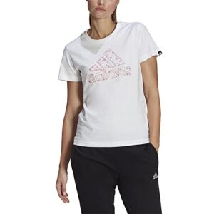 adidas womens OUTLFLORAL Graphic Tee White Small