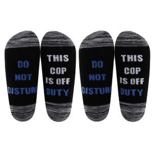 levlo cop off duty socks police officer gift do not disturb this cop is off duty socks cop gift for men policemen socks (2 pairs/set)