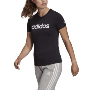 adidas womens linear t-shirt black/white medium