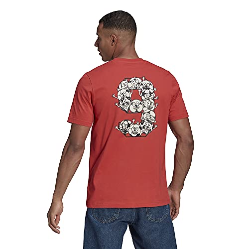 adidas mens Lil Number Tee Crew Red Large