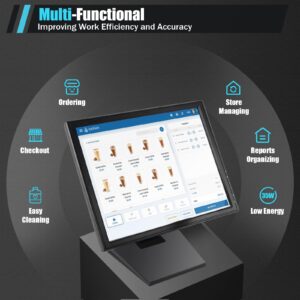 NG NOPTEG 17" LED Touch Screen Monitor LCD Display USB VGA w/POS Stand Retail Restaurant