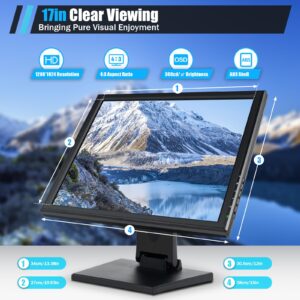 NG NOPTEG 17" LED Touch Screen Monitor LCD Display USB VGA w/POS Stand Retail Restaurant