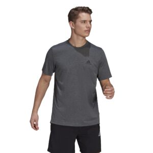 adidas mens fr tee dark grey heather/black large