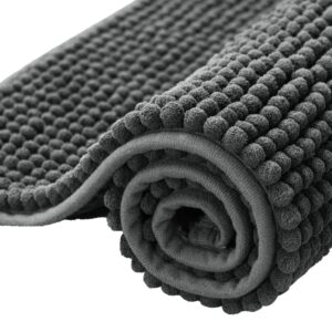 subrtex bathroom rugs chenille bath rug soft short plush bath mat soft shower mat water absorbent shower mat quick dry machine washable(gray,24" x 60")