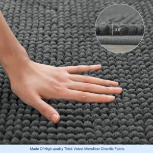 subrtex Bathroom Rugs Chenille Bath Rug Soft Short Plush Bath Mat Soft Shower Mat Water Absorbent Shower Mat Quick Dry Machine Washable(Gray,24" x 60")