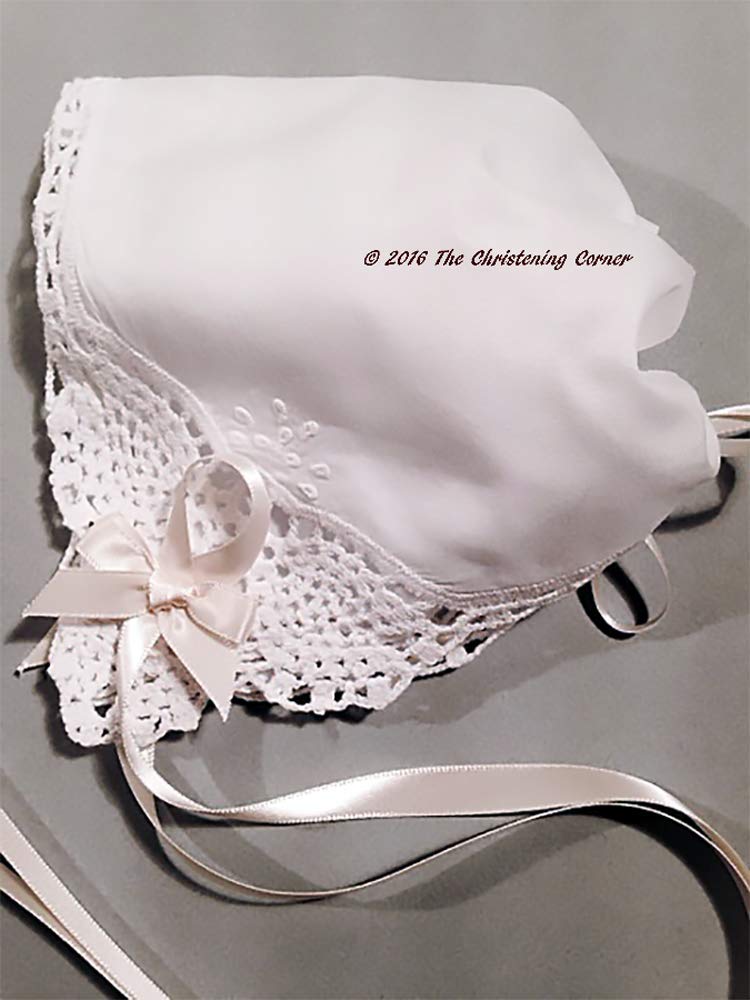 Angel Lace Christening Handkerchief Bonnet