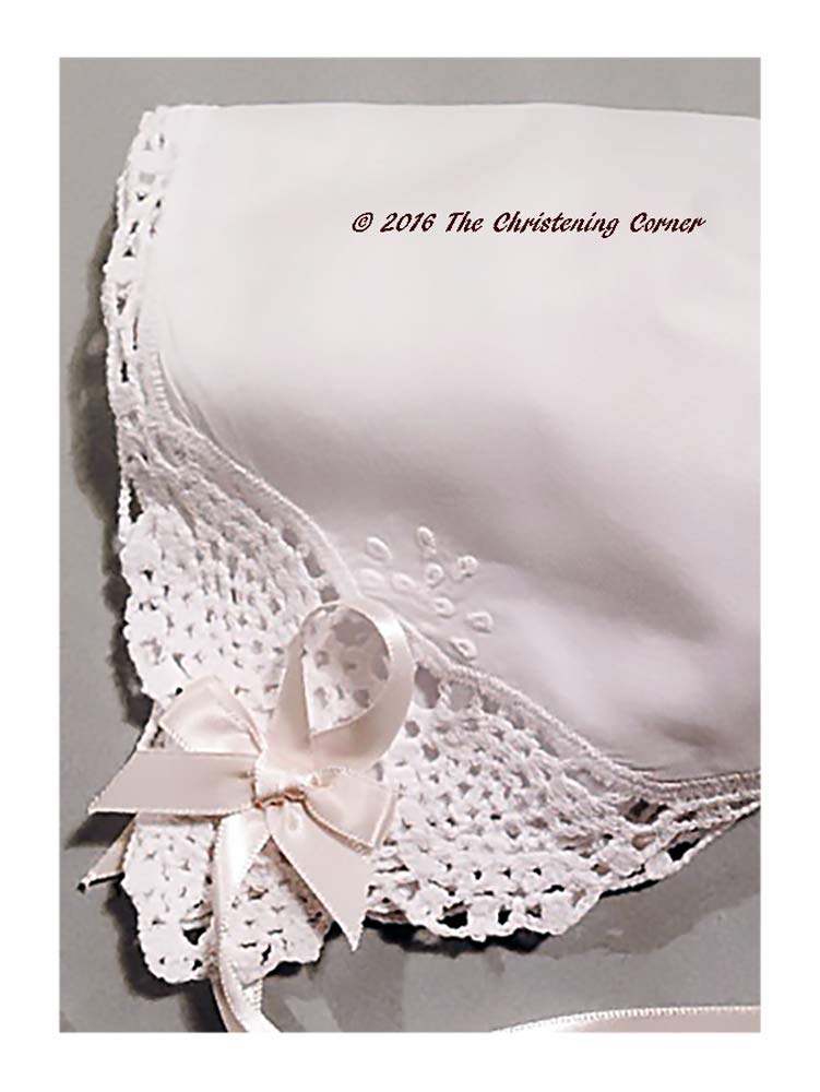 Angel Lace Christening Handkerchief Bonnet