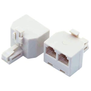 phone splitter 1 to 2, 2-pack rj11 6p4c wall jack plug 1 to 2 modular adapter converter