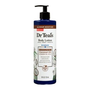 dr teal's body lotion, with coconut & essential oils, 18 oz
