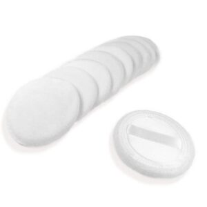 10pcs powder puff cotton cosmetic powder makeup puffs pads with ribbon face powder puffs for loose and foundation 2.36 inch. (white)