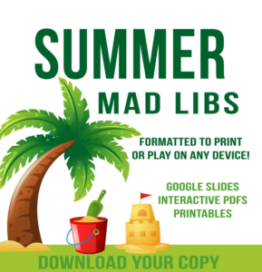 summer mad lib interactive collection *distance learning interactive pdf and slide*