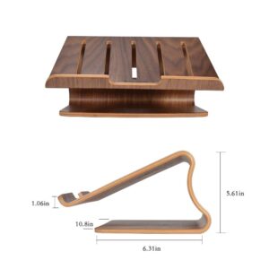 SAMDI Wood Laptop Stand for Desk,Laptop Holder Stand,Wooden Cooling Computer Holder,Suitable for Most laptops Heat Dissipation Shelf (Walnut)