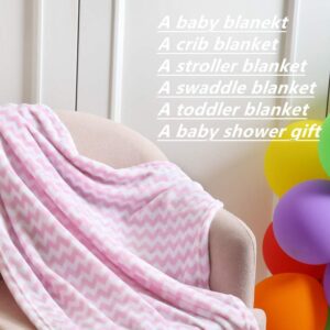 CREVENT 30"X40" Cute Silky Plush Baby Blanket for Girls Infants Toddlers Newborns Crib Cot Stroller, Giftable Suitable for Summer Spring - Pink Elephant