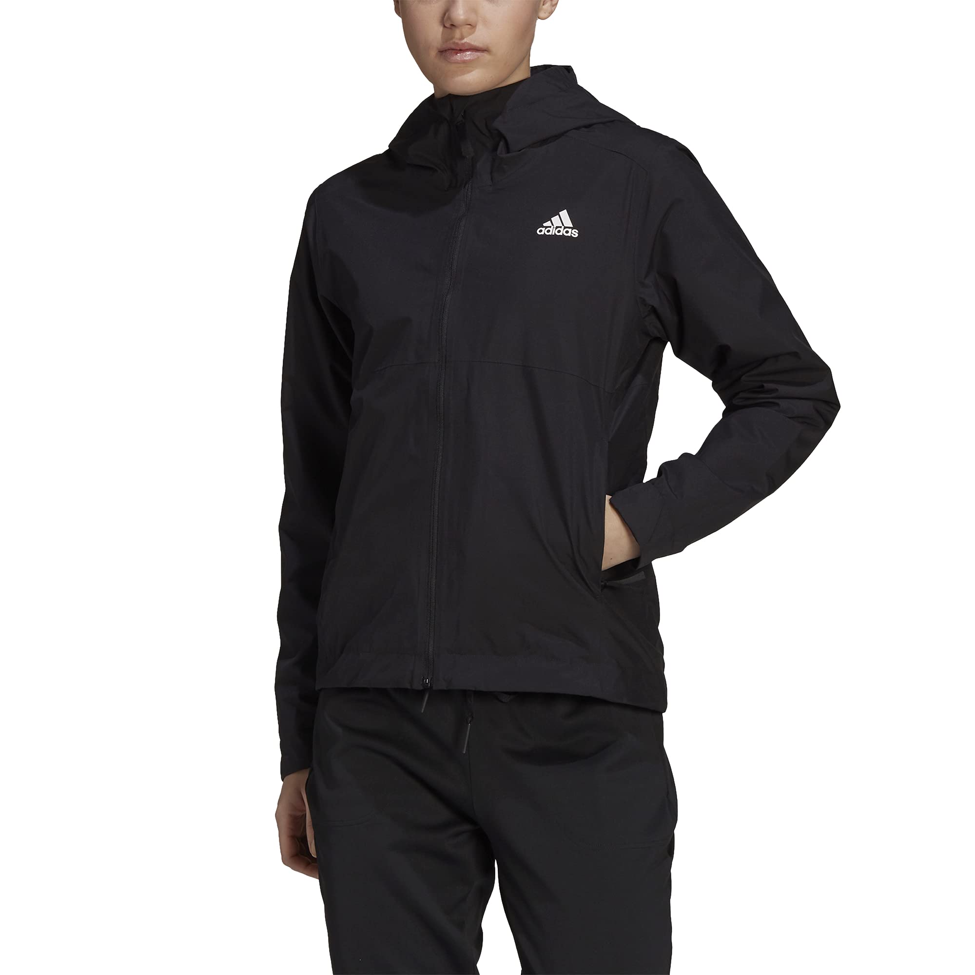 adidas womens Basic 3-Stripes RAIN.RDY Jacket Black X-Large