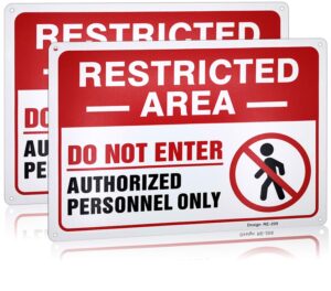 no access sign,restricted area sign,authorized personnel only,10x14 inch rust free aluminum, uv ink printing,indoor or outdoor use for home and business(2-pack)