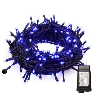mygoto 33ft 100 leds string lights,green wire waterproof fairy lights 8 modes 30v ul certified plug in xmas lights for home, garden, wedding, party, christmas decoration indoor outdoor (blue)