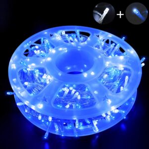 mygoto led string lights 500led 165ft indoor/outdoor fairy string lights 30v 8 modes christmas lights for home, christmas tree, wedding party, room,wall decoration, indoor&outdoor(blue+white)
