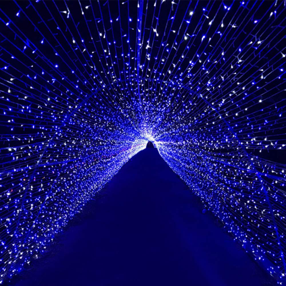 MYGOTO led String Lights 500LED 165ft Indoor/Outdoor Fairy String Lights 30V 8 Modes Christmas Lights for Home, Christmas Tree, Wedding Party, Room,Wall Decoration, Indoor&Outdoor(Blue+White)