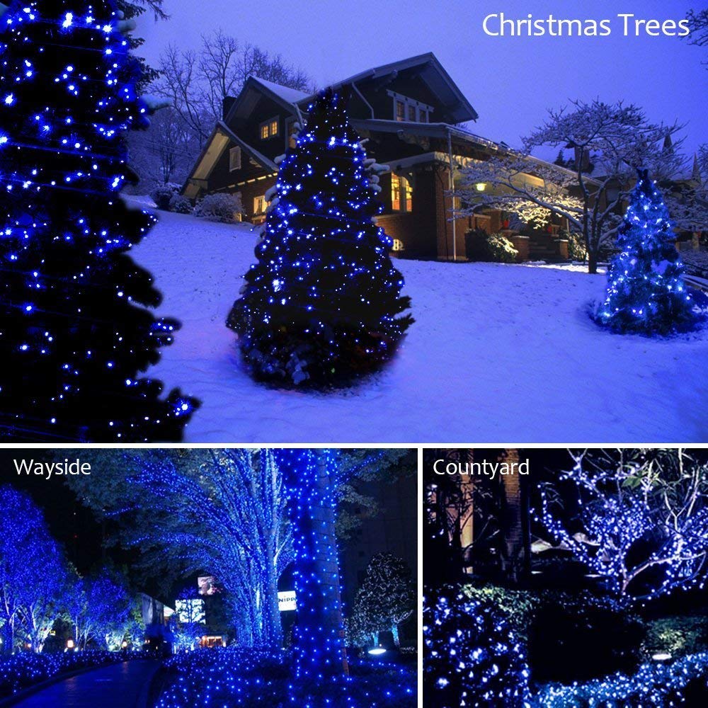 MYGOTO led String Lights 500LED 165ft Indoor/Outdoor Fairy String Lights 30V 8 Modes Christmas Lights for Home, Christmas Tree, Wedding Party, Room,Wall Decoration, Indoor&Outdoor(Blue+White)