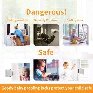 Child Proof Window Sliding Door Lock 2 Grey Packs (Suit for Working Space Over 0.42in and Under 1.18in) Security Your Baby Safe and Protect Kid outof Dangerous at Home (2, Grey)