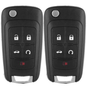 anglewide keyless entry remote car key fob shell case 2pads replacement for 10-17 for buick for chevy for gmc (fcc 5461a-01060512) 5 buttons