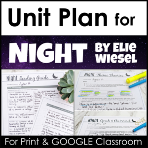 unit plan for night by elie wiesel - a complete three week novel study for google and print classrooms