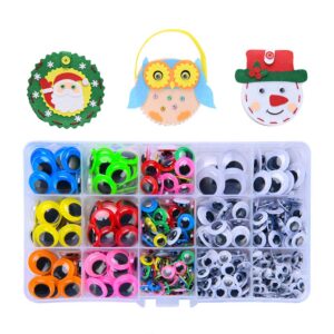 6mm-20mm Wiggle Eyes Self-Adhesive for Craft Stickers, Black and Colorful Googly Eyes for DIY Scrapbooking