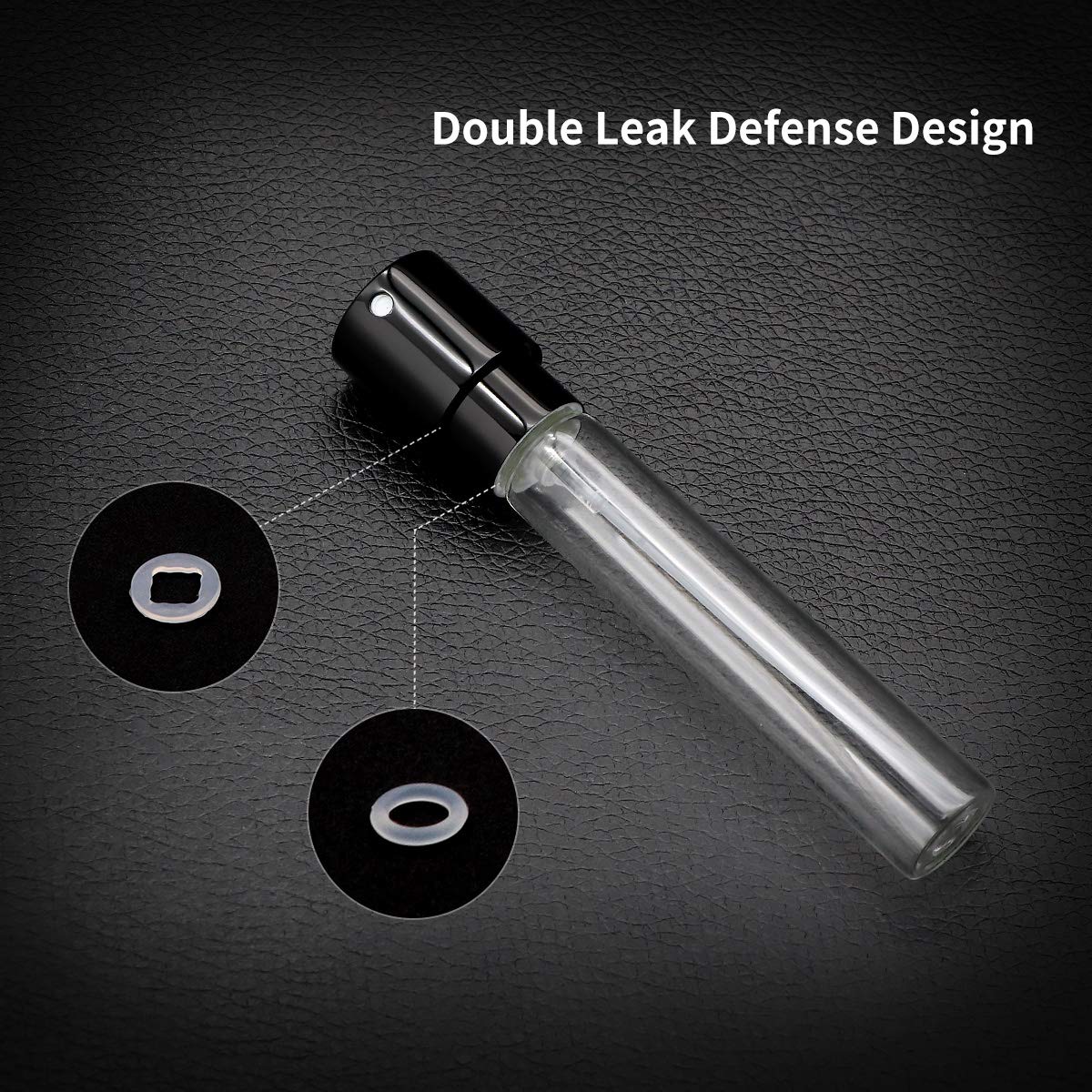 10ml Portable Refillable Perfume Empty Spray Bottle Upgraded Perfume Atomizer with Funnel Filler and Refill Pump for Outdoor Traveling (Black)