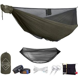 onewind 11Ft Camping Hammock with Mosquito Net Adjustable Ridgeline Double Hammock Portable Lightweight Hammock Ripstop Nylon Sturdy and Durable with 2*12Ft Tree Straps for Camping Hiking Backpacking