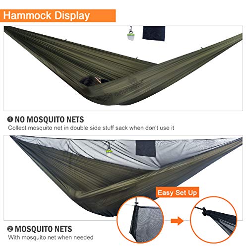 onewind 11Ft Camping Hammock with Mosquito Net Adjustable Ridgeline Double Hammock Portable Lightweight Hammock Ripstop Nylon Sturdy and Durable with 2*12Ft Tree Straps for Camping Hiking Backpacking