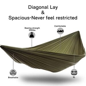 onewind 11Ft Camping Hammock with Mosquito Net Adjustable Ridgeline Double Hammock Portable Lightweight Hammock Ripstop Nylon Sturdy and Durable with 2*12Ft Tree Straps for Camping Hiking Backpacking