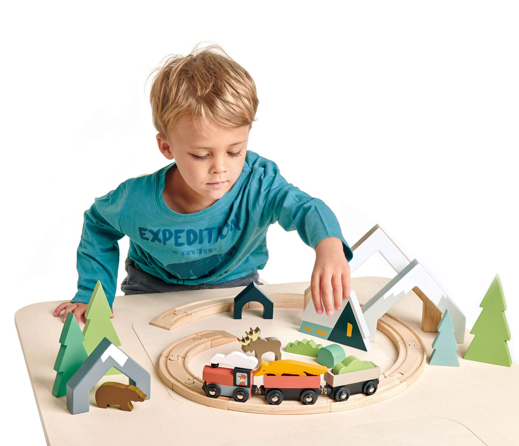 Tender Leaf Toys - Treetops Train Set - Beautiful Wooden Toy Train Set Kids - Intelligent and Imaginative Play Skills for Age 3+